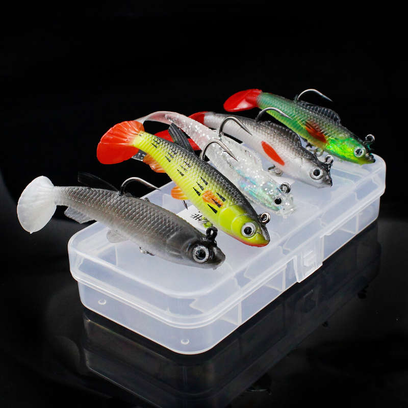 ZANLURE 5pcs Plastic Soft Bait Simulation Fishing Lures 3D Eyes Artificial Bait Swimbaits Kit Fishin