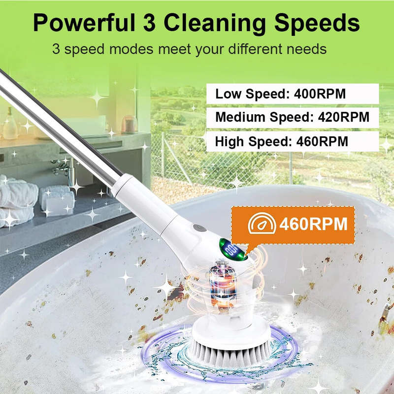8 in 1 Multifunctional Wireless Cleaning Brush 2500mAh Type-C USB Rechargeable 450RPM Adjustable Len