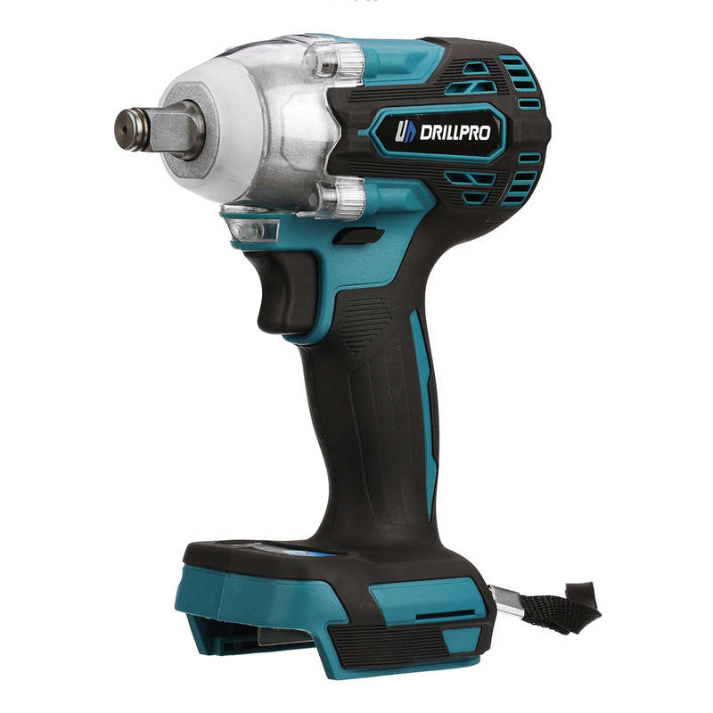 Drillpro 18V 300N.M Bare Metal Cordless Electric Brushless Impact Wrench Stepless Speed Change Switc
