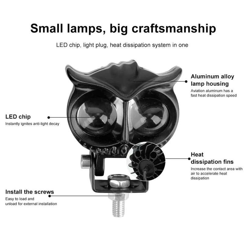 8-80V Dual Color LED Motorcycle Electric Headlight Yellow & White Waterproof Motorcycle Headlight Fo