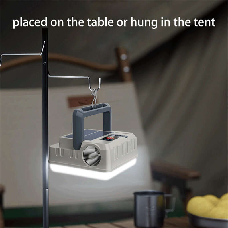 Solar Camping Lantern Flashlights USB Rechargeable Hanging Power Bank Waterproof Lights for Camping