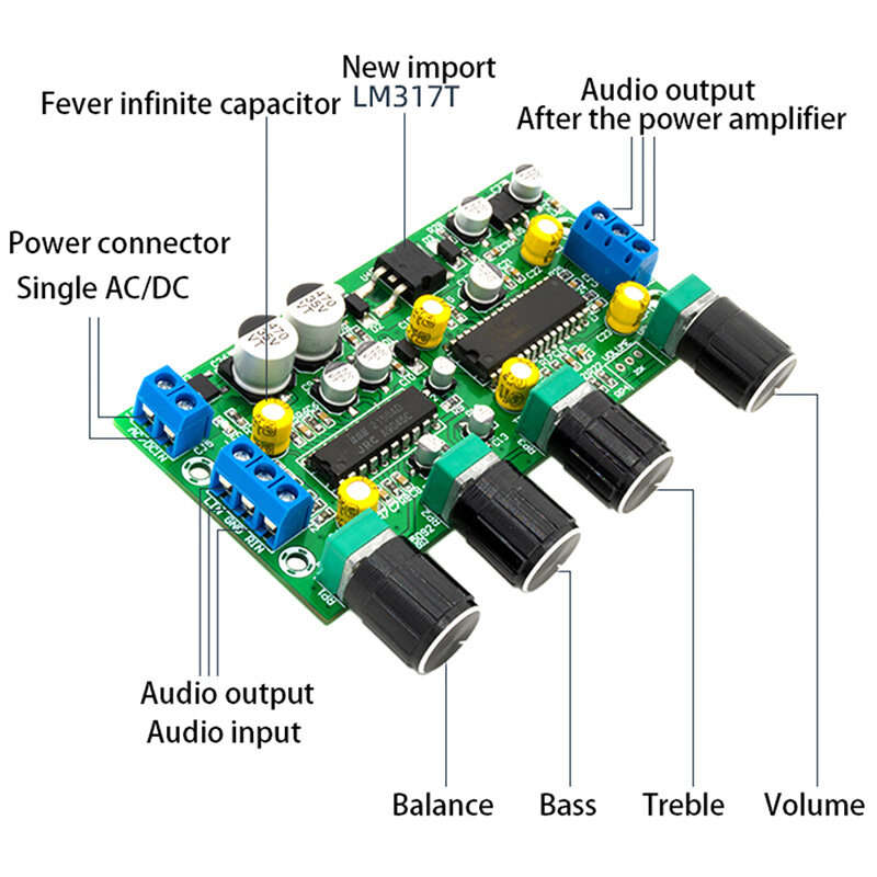BBE2150+UPC1892T Amplifier Audio Preamplifier Tone Board Balance Treble Bass Preamp with Volume Cont