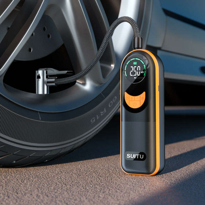 SUITU 4000mAh Wireless Car Tire Inflator with Digital Display & LED Light Graphene Battery for Car M