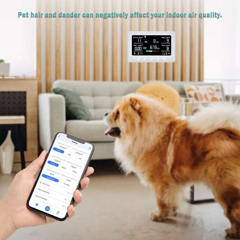 PT02 Pro 7In1 Smart Air Quality Monitor WIFI CO2 PM2.5 Pollen TVOC Laser Infrared Sensor Home Safety