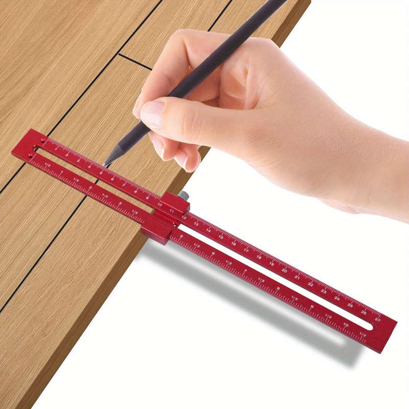 300mm Woodworking Ruler with Slide Stops Adjustable Circular Drawing Ruler Carpenty Square Aluminium