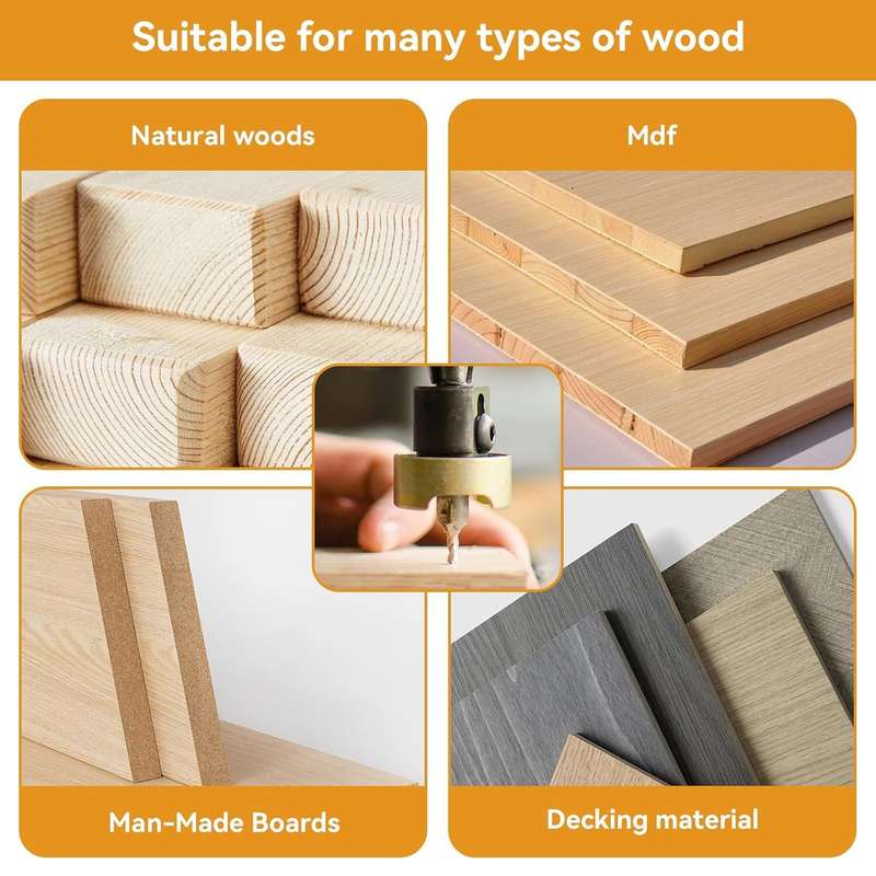82 Degree Woodworking Countersink Drill Bits Carbide Tipped with Adjustable Depth Stop No Thrust Bal