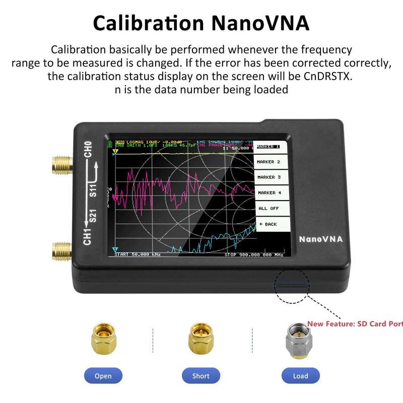 Original Hugen Version 2.8 Inch NanoVNA-H Vector Network Antenna Analyzer 10KHz-1.5GHz MF HF VHF UHF