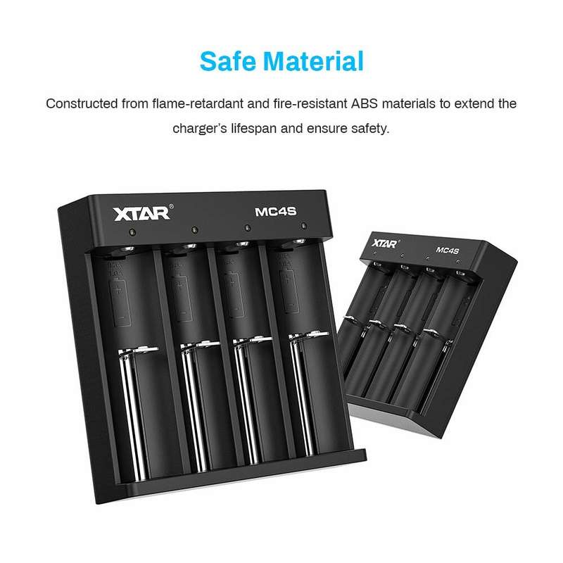 XTAR MC4S USB Type-C Input Li-ion & Ni-MH Battery AAA AA Charger 4-slot Battery Charger for 3.6V 3.7