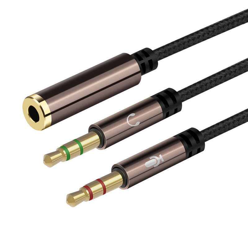 SONGFUL M4S 3.5mm Earphone Splitter Cable Stereo 3.5mm Female to 2 * 3.5mm Male Computer Microphone
