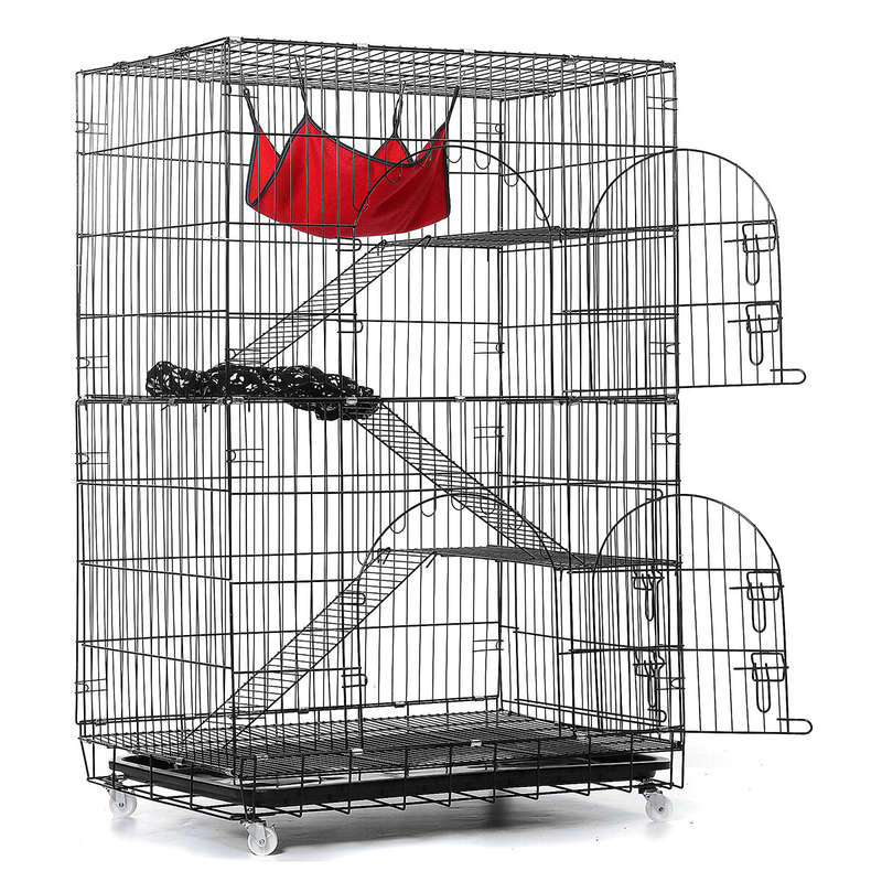 PawGiant 4-Tier Cat Cage, Cat Playpen Kennel Crate Chinchilla Rat Box Cage Enclosure with Ladders, P