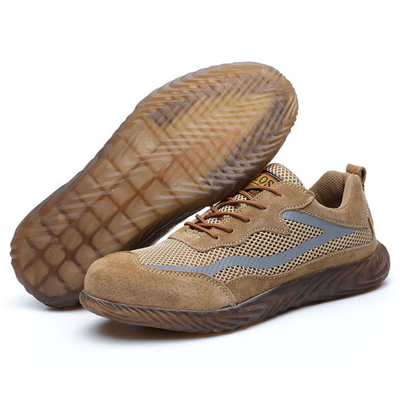 AtreGo Mens Steel Toe Safety Shoes Breathable Work Boots Outdoor Hikng Sneakers