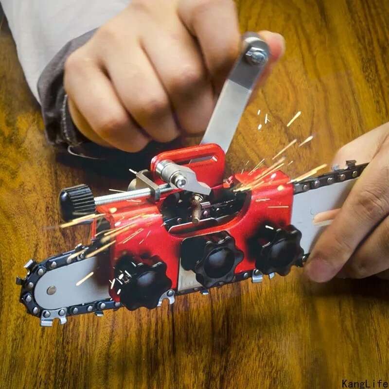 Aluminum Chainsaw Sharpener Portable Chain Saw Chain Saw Sharpener Sharpener with 2pcs Stone Grinder