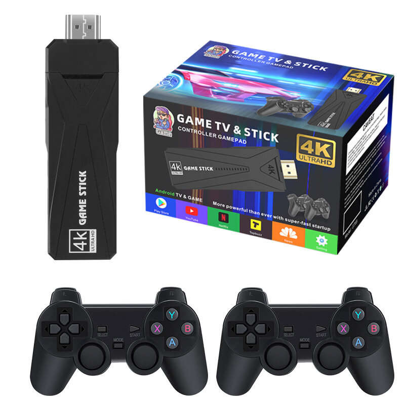 Powkiddy Y3 Arcade Game Console with 4K TV Stick RK3228A Android 7.1 HD Playback 2.4G Wireless Gamep