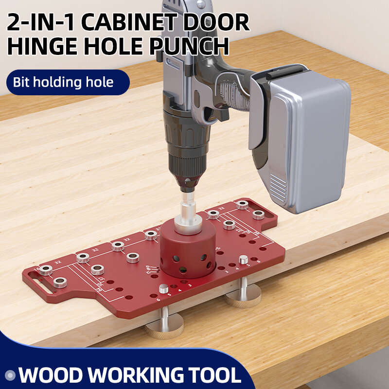 ENJOYWOOD Shelf Pin Jig Hinge Jig 2 in 1 Self-contained Clamping Function All Metal Shelf Pin Drilli
