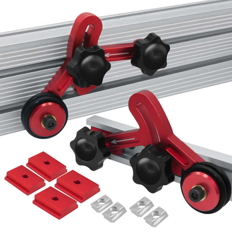 1 Pair Bearing Roller Feeder Precision Clear-Cut Stock Guides Woodworking Aluminum Feather Loc Board