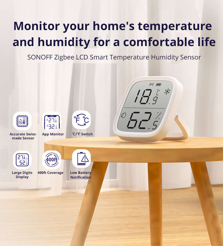 2Pcs SONOFF SNZB-02D LCD Smart Temperature Humidity Sensor APP Real-time Monitoring Work with ZB Bri