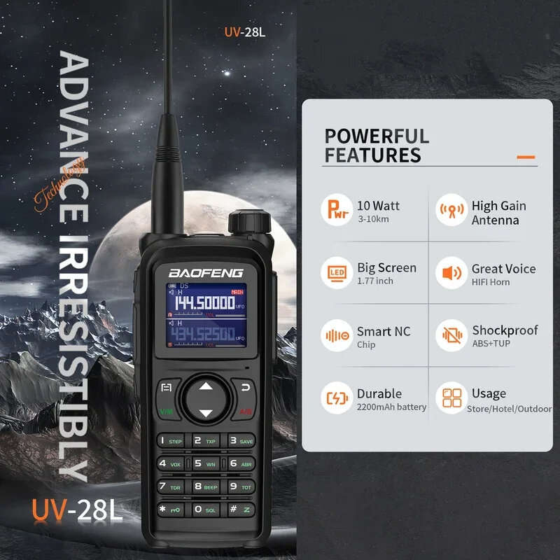 Baofeng UV-28 999 CH Walkie Talkie 3-10km 10W Multi-band Portable Ham Radio Wireless Copy Frequency