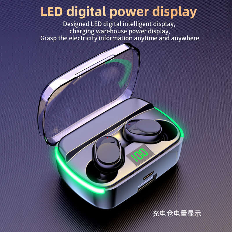 M60 TWS bluetooth 5.3 Earphone 8D Stereo ACC Decoding 400mAh Battery LED Digital Display In-ear Spor