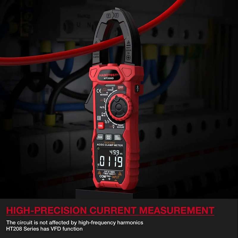 HABOTEST Digital Clamp Meter Multimeter High-Precision DC Voltage and AC Current Measurement Tool wi