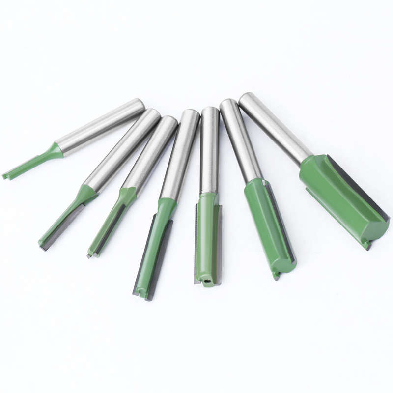 7PCS Straight Cut Router Bit Set Sturdy Tungsten Carbide 1/4" Shank Double Flute Milling Cutting Too