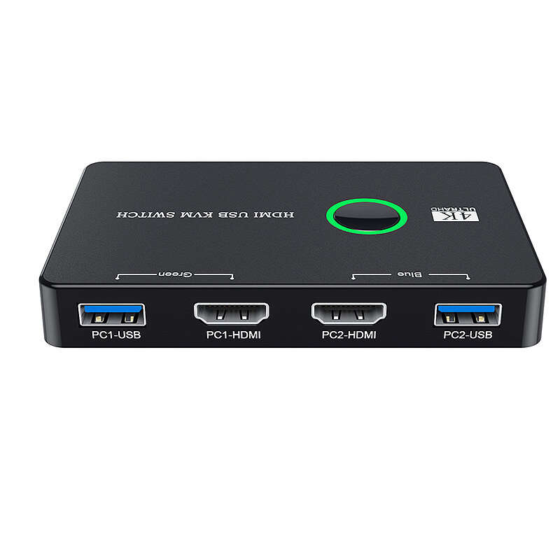 USB KVM Switch HDMI 2 Port Box USB and HDMI-Compatible Switch for 2 Computers Share Keyboard Mouse P
