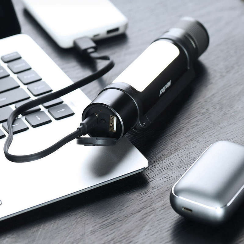 NEXTOOL 6-in-1 1000lm Dual-light Zoomable Alarm Flashlight USB-C Rechargeable Mobile Power Bank Magn
