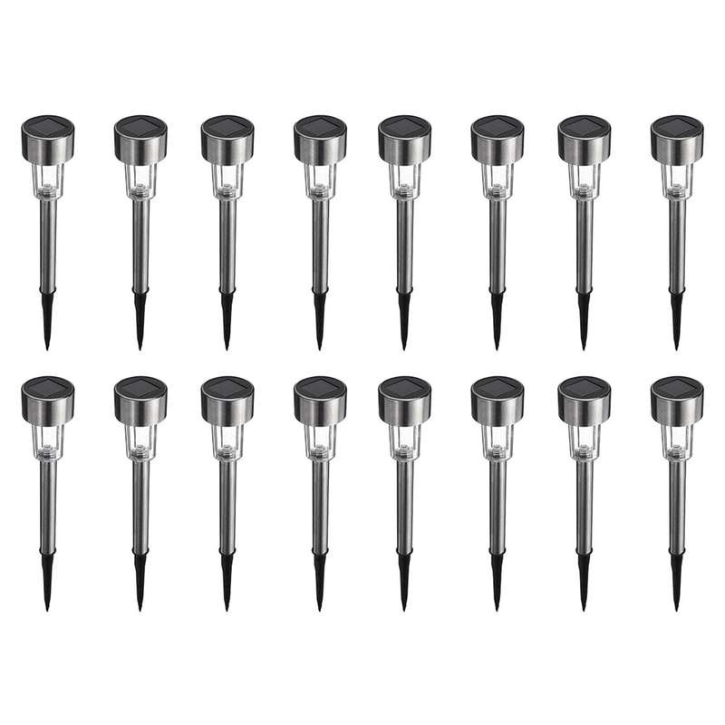 16pcs LED Solar Stainless Steel Lawn Lamps Garden Outdoor Landscape Path Light