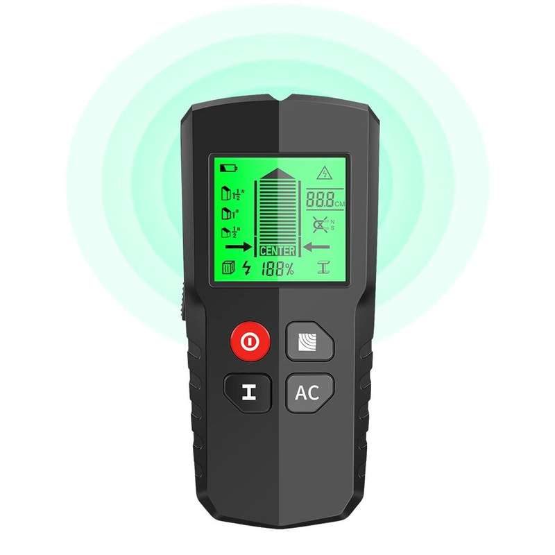 5-in-1 Stud Finder Wall Scanner with Backlit Display - Accurately Detect Wood Metal Studs Live AC Wi
