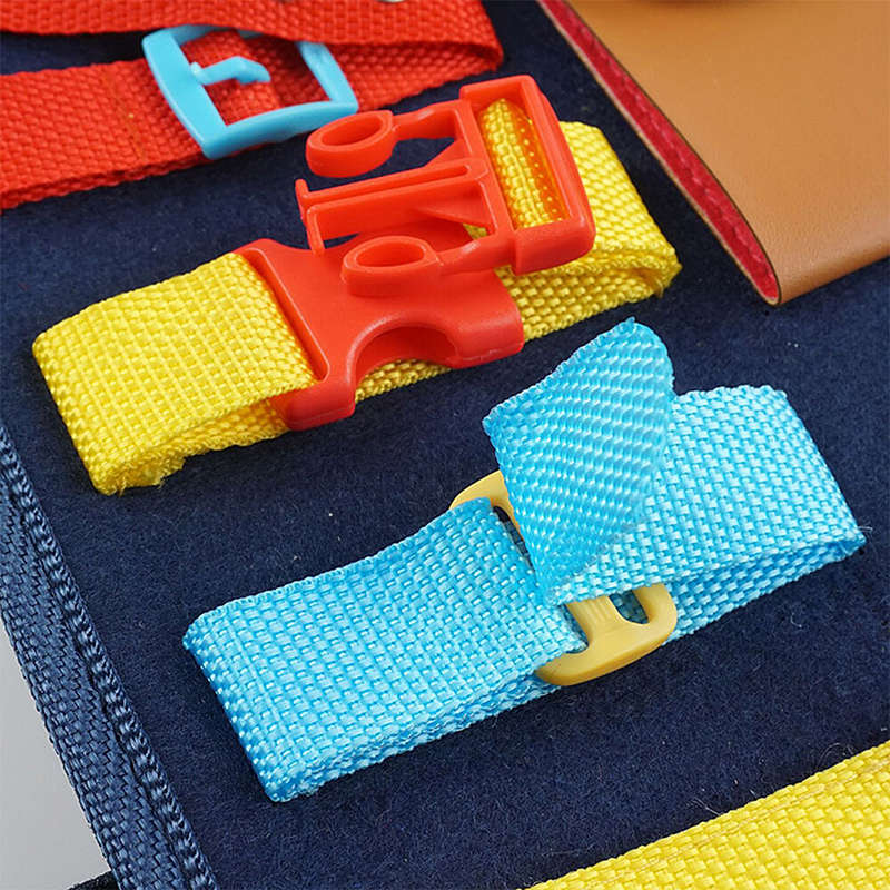 Busy Board Montessori Sensory Toys Fine Motor Training Activity Developing Board with Buttons Zipper