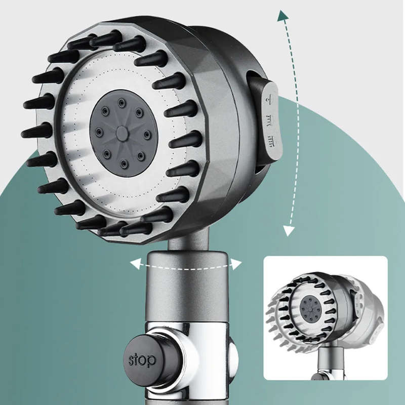 VONATES High-Pressure Shower Head One-Key Stop Adjustable Spray 3-Mode With Massage Brush Filter Rai