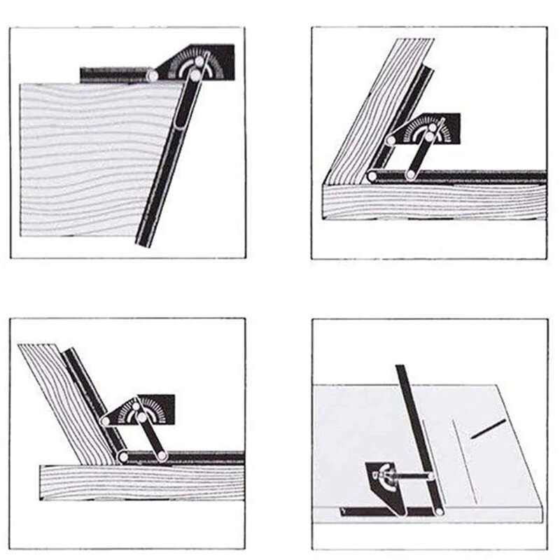 Woodworking Angle Ruler Universal Protractor 0-180 Degrees Aluminum Alloy Precision 0.3 230x500mm Me