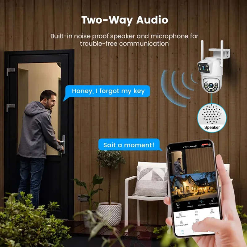 Guudgo 4MP Wifi PTZ EU Camera Dual-Lens Video Surveillance IP Camera Night Vision Cameras Outdoors S