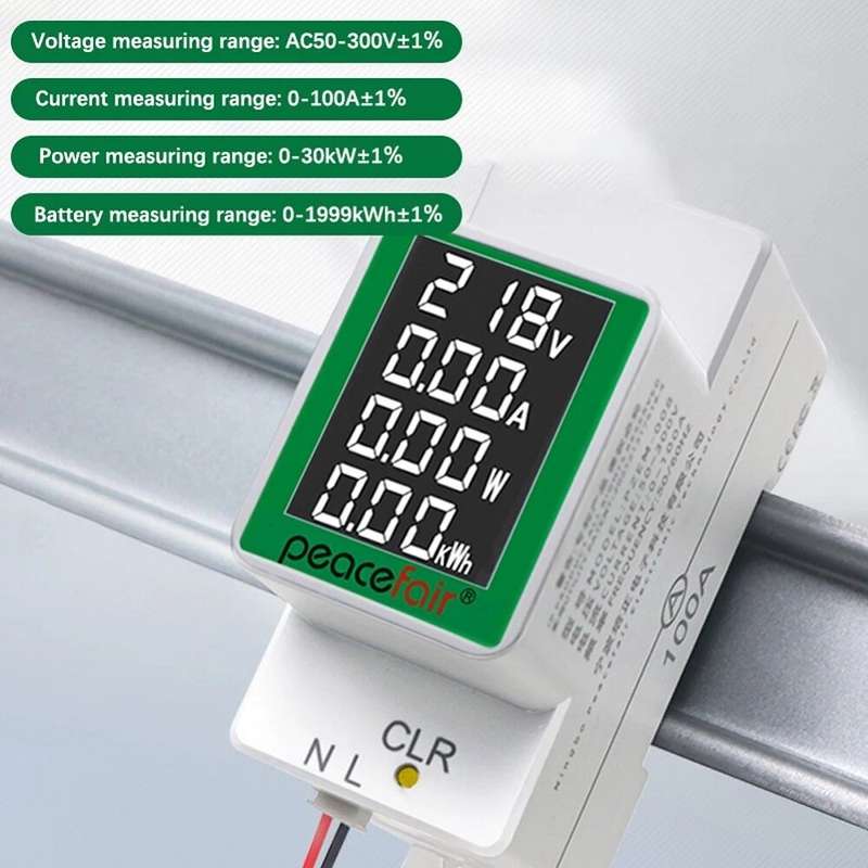 Peacefair PZEM-008 AC50-300V/100A LCD Screen Digital Voltagemeter Multifunctional with Active Power