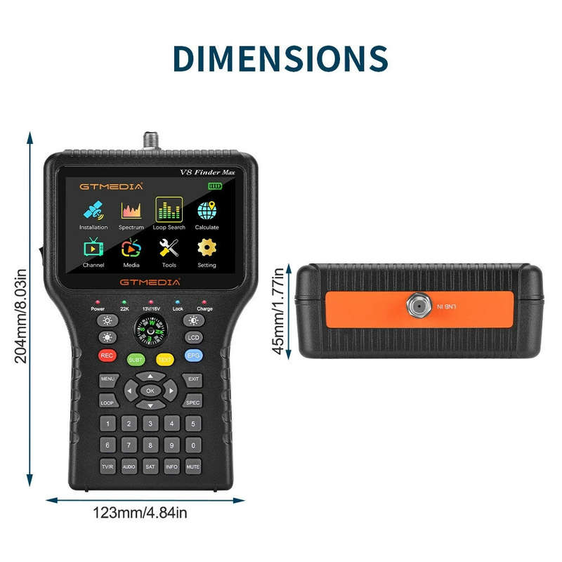 GTMEDIA V8 Finder Max Signal Finder DVB-S/S2/S2X H.264/H.265 (8bit) Locator 4.3 Inch HD Official Acc