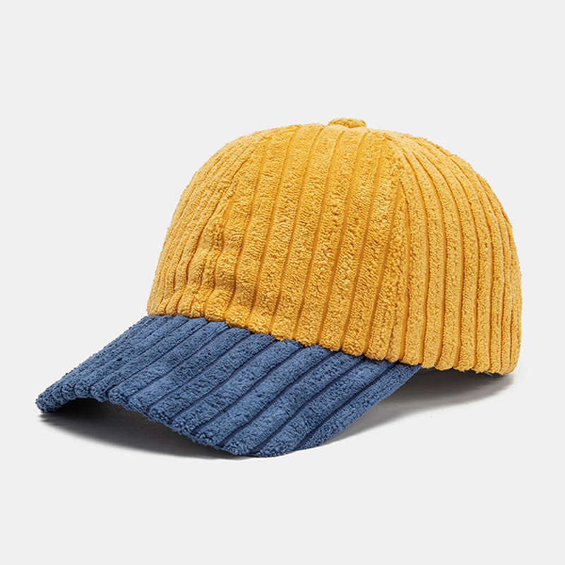 Collrown Men Corduroy Contrast Color Casual Youth Personality Sunvisor Curve Brim Baseball Hat