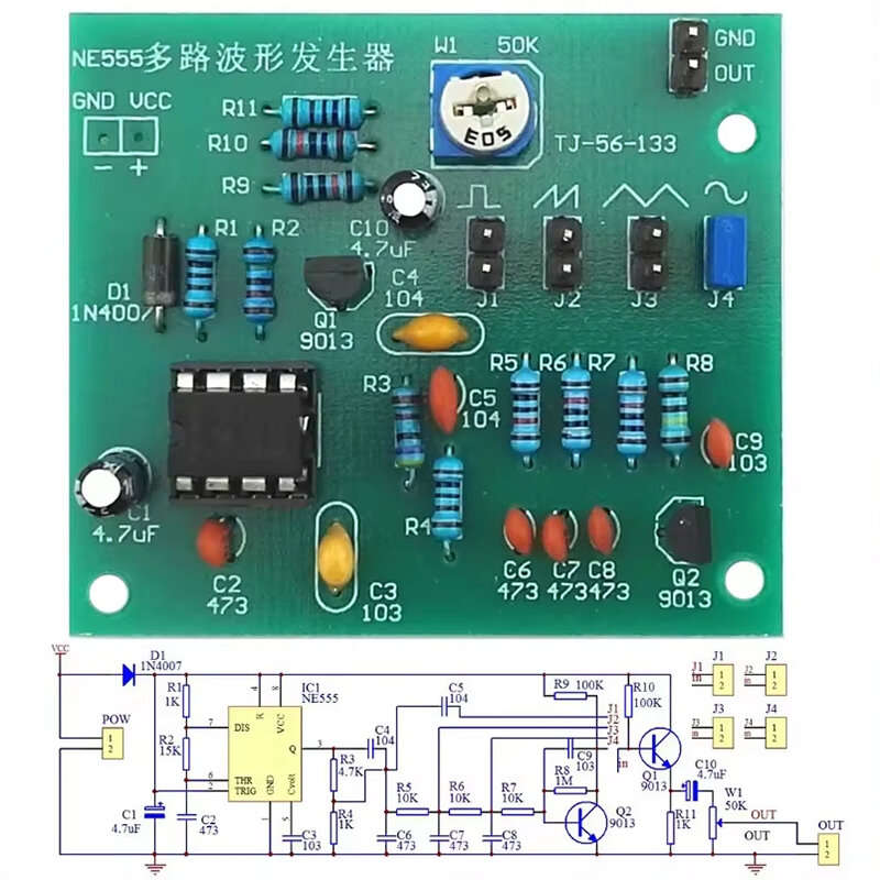 DIY Sine Triangle Square Wave NE555 Multi-Channel Waveform Generator Module Kit