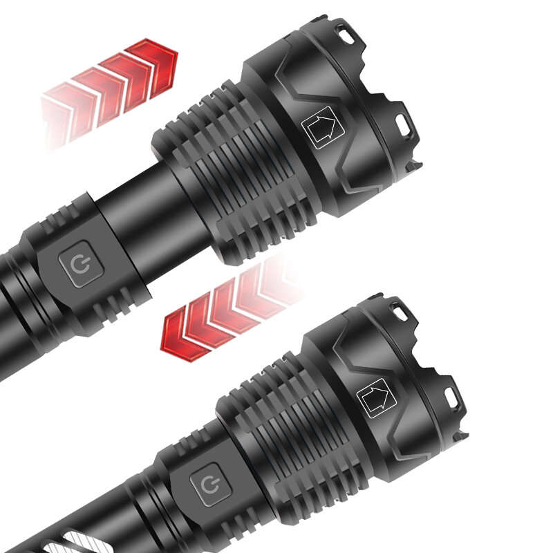 Type-C USB Rechargeable Super Bright XHP70 LED Flashlight Multi-Use Torch Rechargeable Telescopic Zo