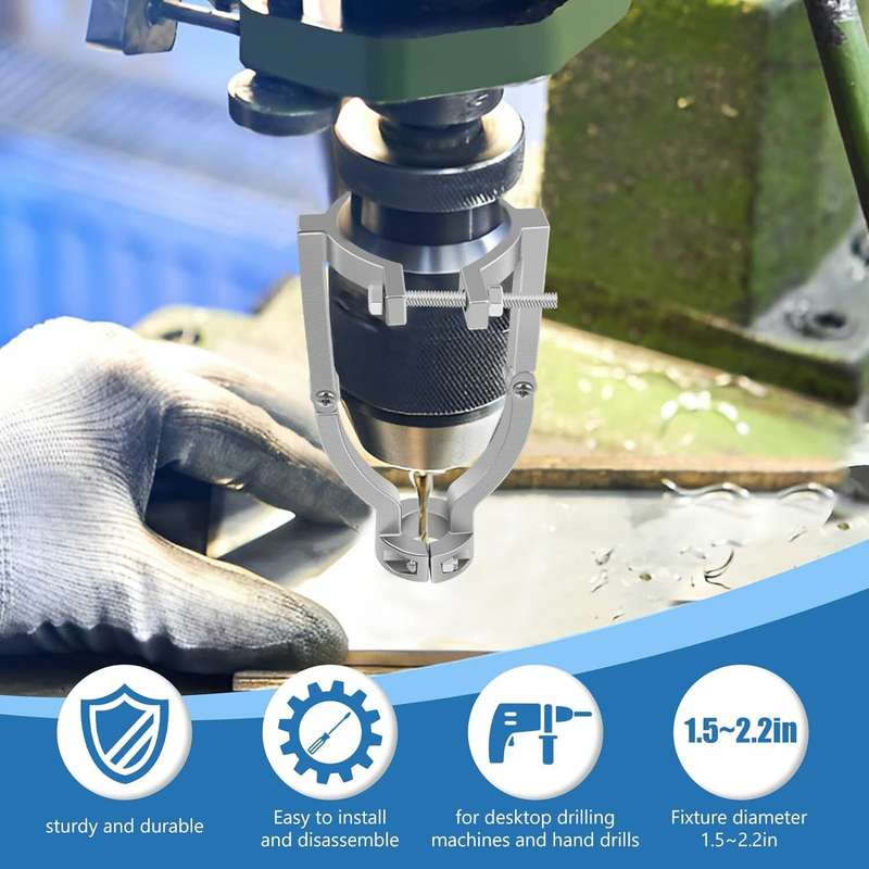 Square Hole Drill Bit Adapter with 4 Drill Bits Carbide Square Hole Drill Fixing Bracket Precise Woo