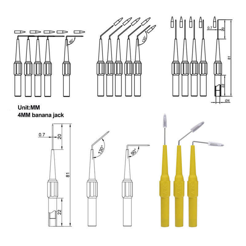 25PCS Universal Multimeter Probe with Steel Needle and 4mm Banana Plug Piercing Needle Connection Al