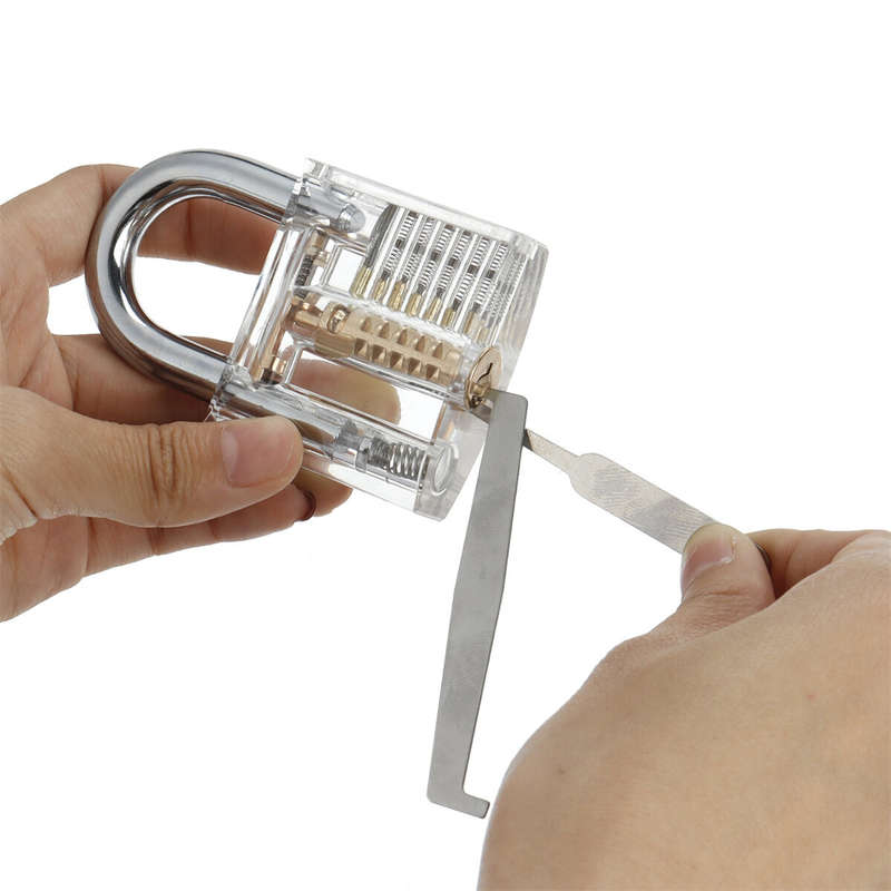 44PCS Orange Picks and Padlocks Set with Spring Steel Tools Transparent Padlocks and Automatic Unloc