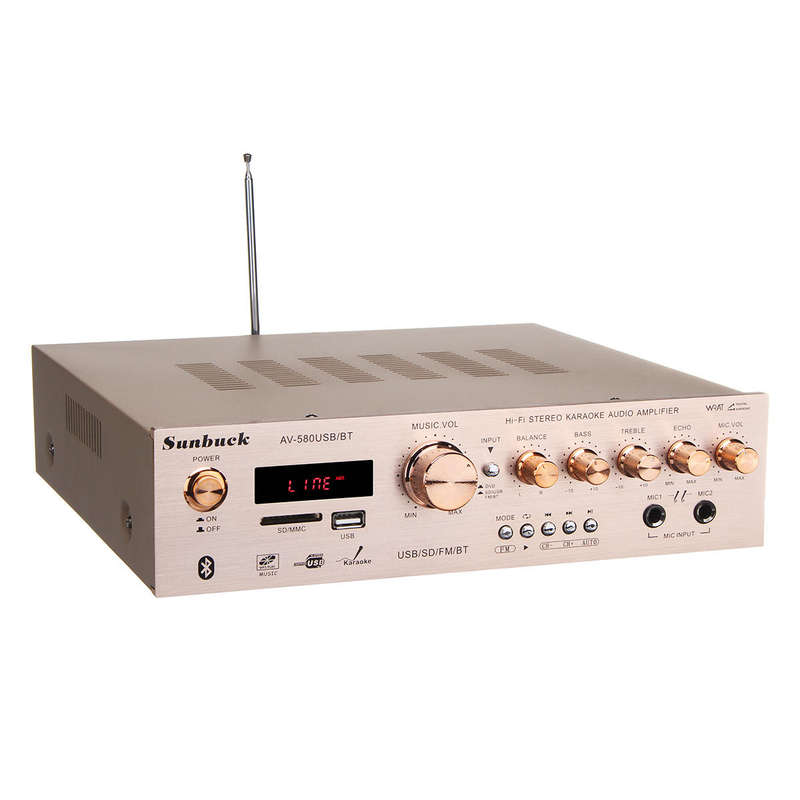 Sunbuck AV-580USB/BT bluetooth4.0 5CH Amplifier Support SD Card USB FM Microphone Gold