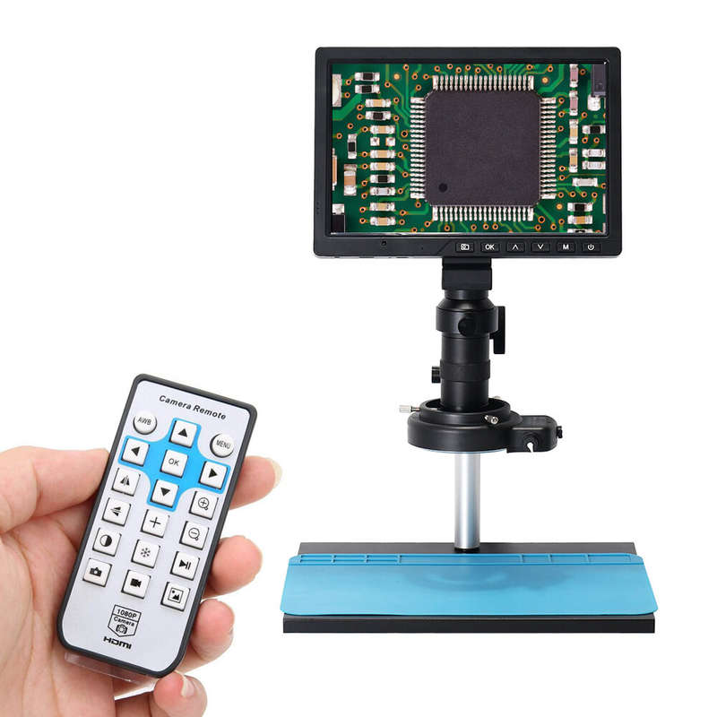 10.1 inch LCD HD Video Microscope with 150X C Mount Lens Electronic Microscope Camera with Metal Sta