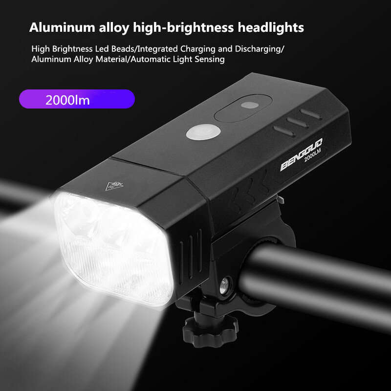 BENGGUO 6 LED Super Bright Bicycle Headlight 2000 Lumens 5200mAh Battery USB Rechargeable MTB Front