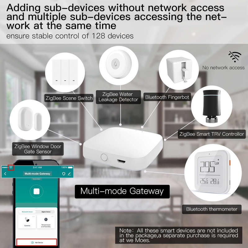 MoesHouse Multi-mode Smart Gateway ZigBee3.0 WiFi bluetooth Mesh Hub Work with Tuya Smart App Voice