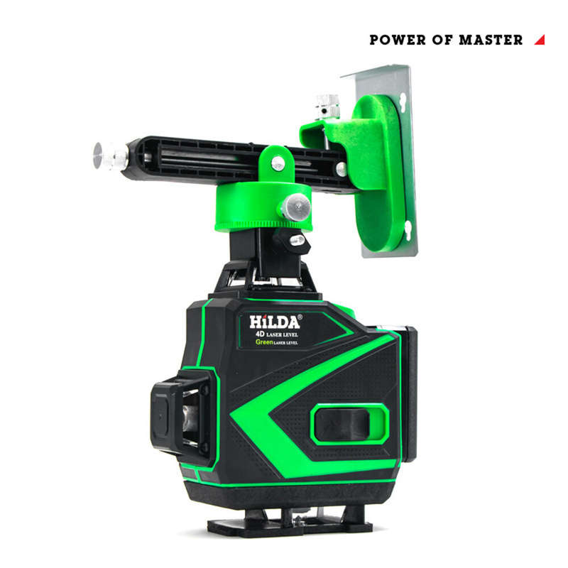 HILDA 16 Line Green Light Laser Level Double Batteries Meter Automatic Leveling Adjustable Precision