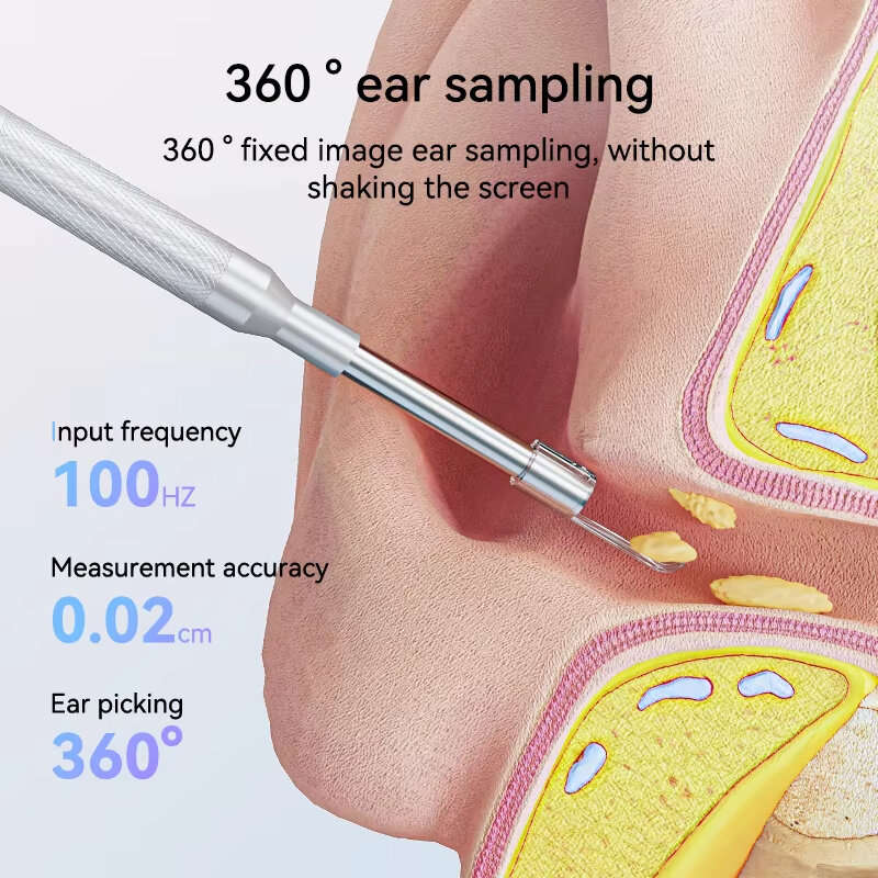 3.9mm4.3 Inch Digital Otoscope for Ear Wax Cleaning Smart Visual Ear Picking Stick Type-C Port Suppo