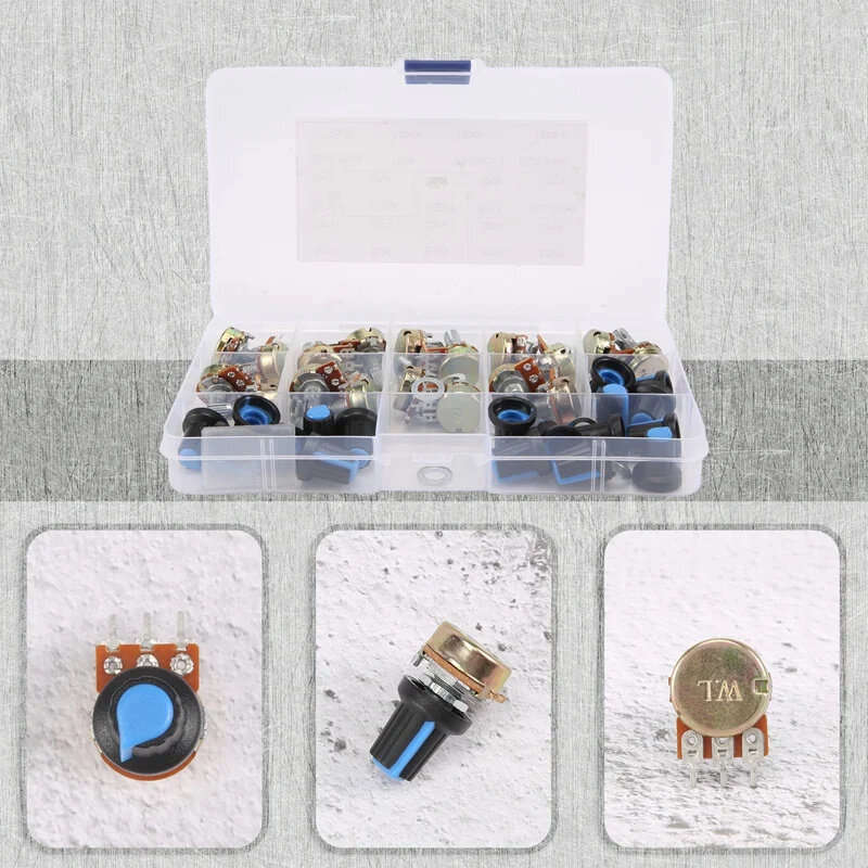 18Pcs/lot 9 Values WH148 Potentiometer B1K 2K 5K 10K 20K 50K 100K 250k 500K 1M ohm Linear Rotary Pot