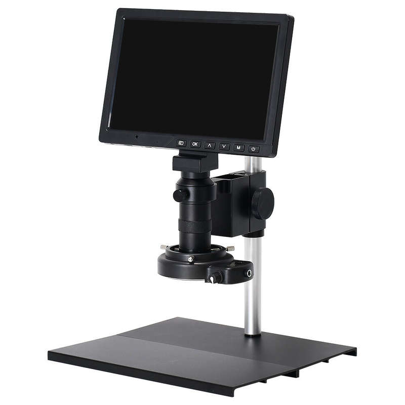 10.1 inch LCD HD Video Microscope with 150X C Mount Lens Electronic Microscope Camera with Metal Sta