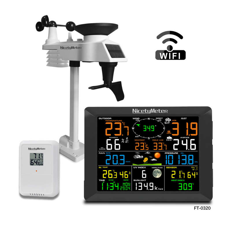 NicetyMeter 0320 7 In 1 Wifi Wireless Weather Station Clock Indoor Outdoor Thermometer Hygrometer wi