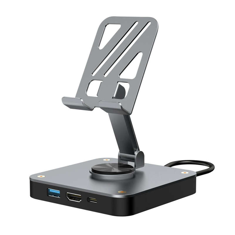 3 in 1 Adjustable Switch Pad Stand USB-C Hub with USB2.0/4K60Hz HD/PD100W Charging Ports for Game Co